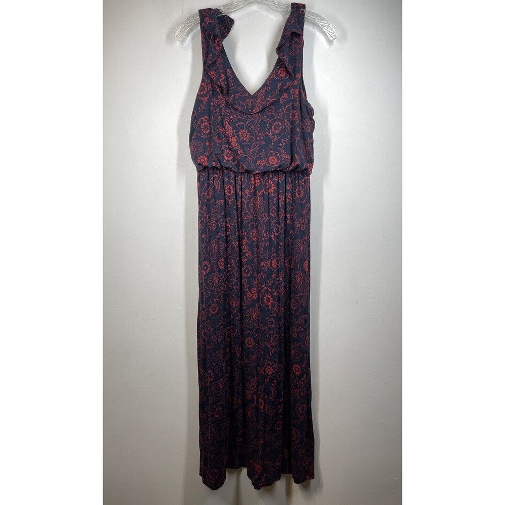Loft Ann Taylor Women Sleeveless Floral Elastic Waist Maxi Long Dress Size PS